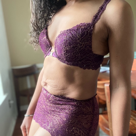 Savage X Fenty Late Night Purple ROMANTIC CORDED LACE PUSH-UP BRA & Garter Skirt - Picture 12 of 15